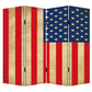 84" Red Natural And Blue American Flag Reversible Canvas Folding Four Panel Room Divider