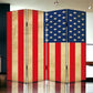84" Red Natural And Blue American Flag Reversible Canvas Folding Four Panel Room Divider