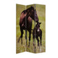 72" Brown Canvas Folding Three Panel Screen Room Divider