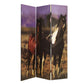 72" Brown Canvas Folding Three Panel Screen Room Divider