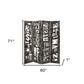 71" Brown Wood Folding Four Panel Screen Room Divider
