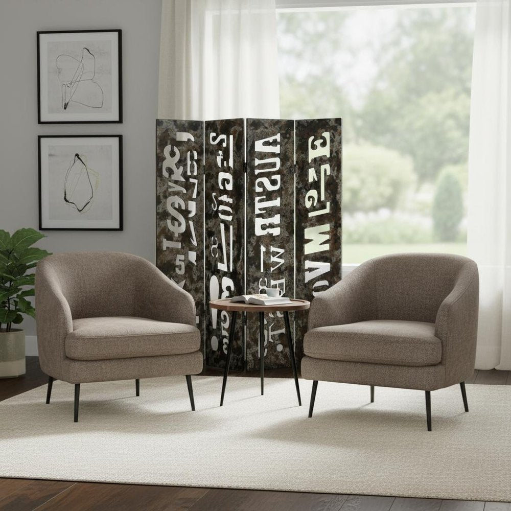 60" X 71" Brown Distressed Wooden  Screen