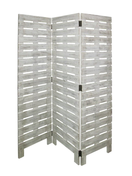 72" White Solid Wood Panel Screen Room Divider