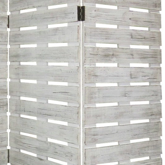 72" White Solid Wood Panel Screen Room Divider