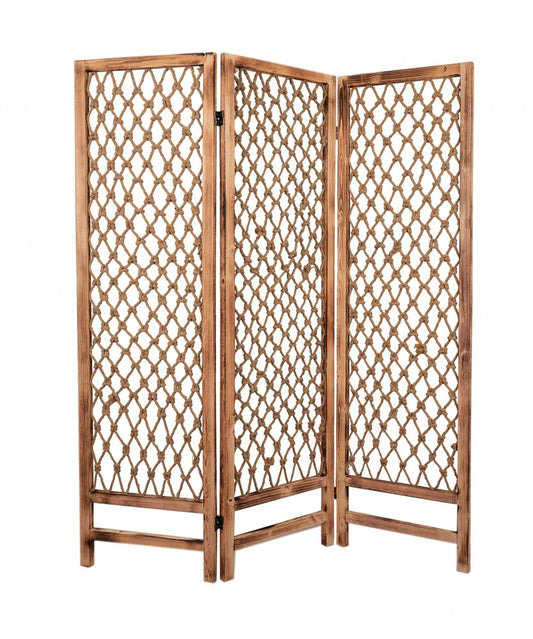 69" Natural Solid Wood Panel Screen Room Divider