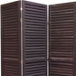 67" Black Wood Folding Three Panel Screen Room Divider