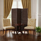 67" Black Wood Folding Three Panel Screen Room Divider