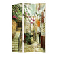 72" Beige Canvas Folding Three Panel Screen Room Divider