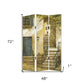 72" Beige Canvas Folding Three Panel Screen Room Divider