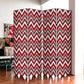 84" X 84" Red And Gray Wood Canvas Screen