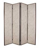 84" Tan Fabric Folding Four Panel Screen Room Divider