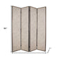 84" Beige Fabric Folding Four Panel Screen Room Divider