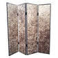 84" Tan Fabric Folding Four Panel Screen Room Divider