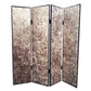 84" Tan Fabric Folding Four Panel Screen Room Divider