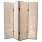 84" Tan Fabric Folding Four Panel Screen Room Divider