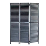 67" Black Wood Folding Three Panel Screen Room Divider