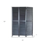 67" Black Wood Folding Three Panel Screen Room Divider