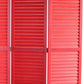 67" Red Wood Folding Three Panel Screen Room Divider