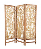 69" Brown Wood Folding Three Panel Screen Room Divider