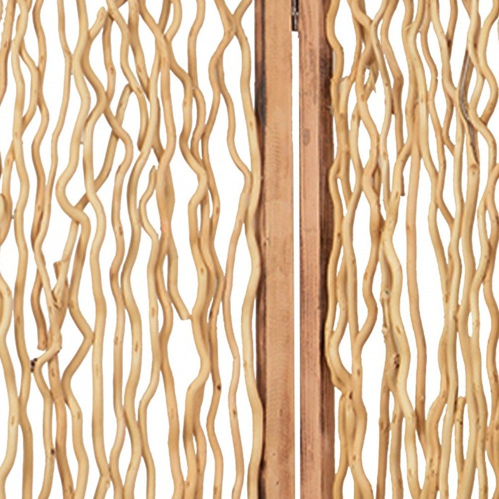 69" Brown Wood Folding Three Panel Screen Room Divider