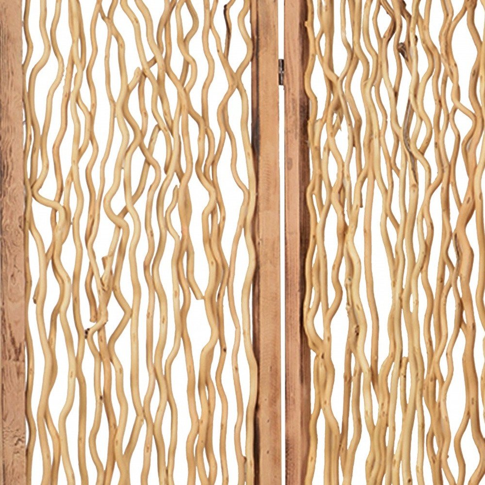 69" Brown Wood Folding Three Panel Screen Room Divider