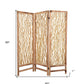69" Brown Wood Folding Three Panel Screen Room Divider
