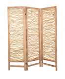 69" Brown Wood Folding Three Panel Screen Room Divider