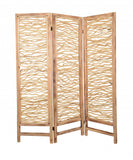 69" Brown Solid Wood Panel Screen Room Divider
