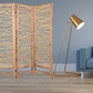 60 X 69 Brown 3 Panel Wood Foldable  Screen