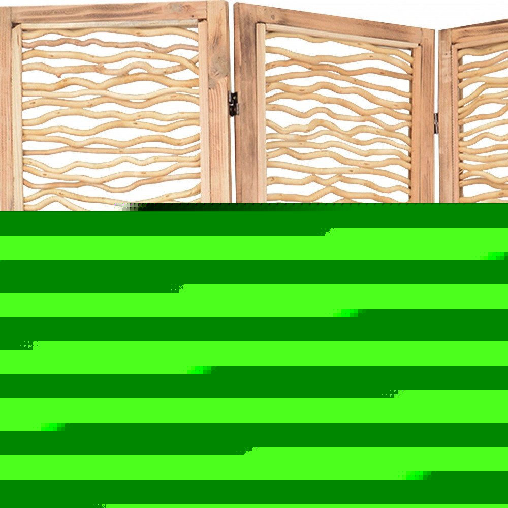 69" Brown Wood Folding Three Panel Screen Room Divider