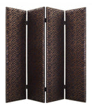 84" Bronze Fabric Folding Four Panel Screen Room Divider