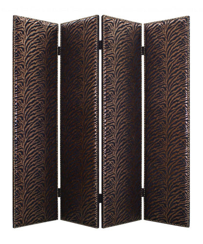 84" Bronze Fabric Folding Four Panel Screen Room Divider