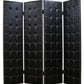 84" Black Faux Leather Folding Four Panel Screen Room Divider