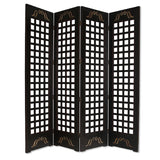 84" Brown Wood Folding Four Panel Screen Room Divider