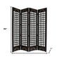 84" Brown Wood Folding Four Panel Screen Room Divider