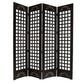 84" Brown Wood Folding Four Panel Screen Room Divider