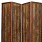 84" Brown Faux Leather Folding Four Panel Screen Room Divider