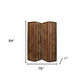 84" Brown Faux Leather Folding Four Panel Screen Room Divider