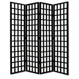 96" Black And White Folding Four Panel Screen Room Divider