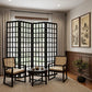 96" Black And White Folding Four Panel Screen Room Divider