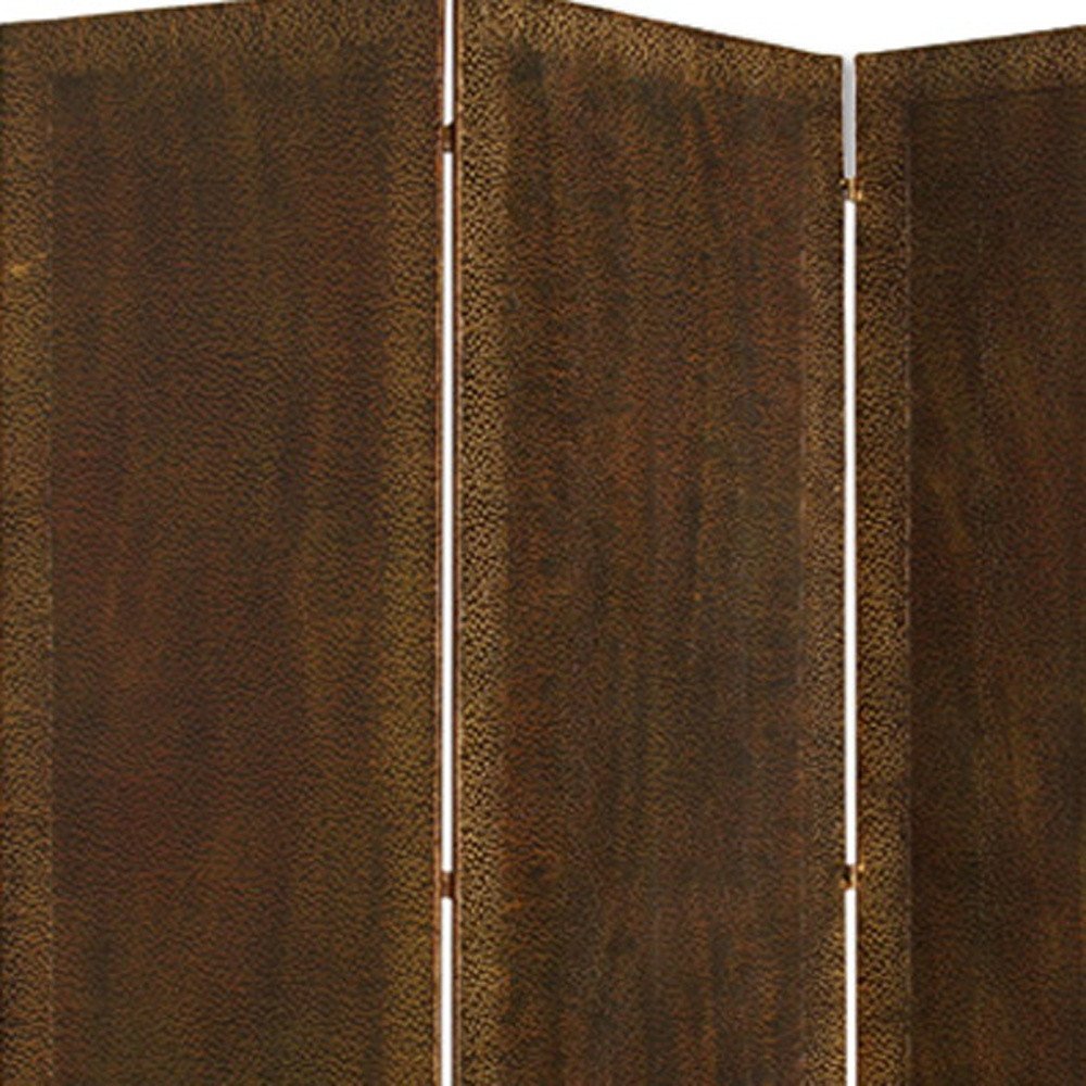 72" Bronze Folding Three Panel Screen Room Divider