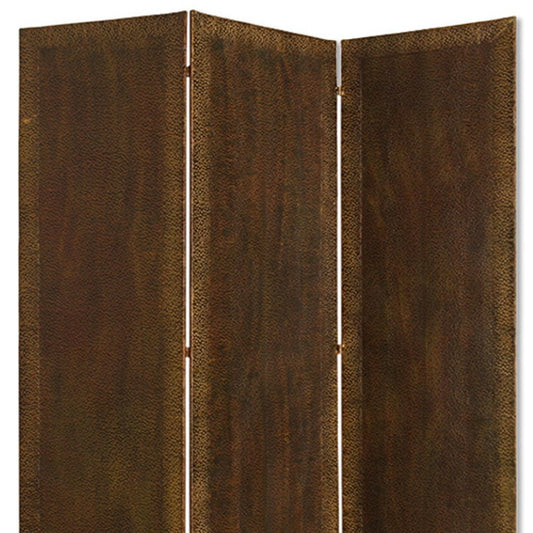 72" Bronze Folding Three Panel Screen Room Divider