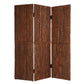 72" Brown Wood Folding Three Panel Screen Room Divider