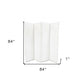 84" White Faux Leather Folding Four Panel Screen Room Divider