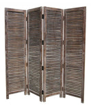 84" Brown Wood Folding Four Panel Screen Room Divider