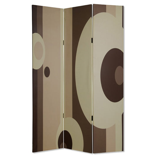 72" Brown Canvas Folding Three Panel Screen Room Divider