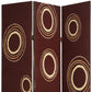 72" Brown Canvas Folding Three Panel Screen Room Divider