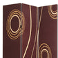 72" Brown Canvas Folding Three Panel Screen Room Divider