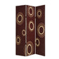 72" Brown Canvas Folding Three Panel Screen Room Divider