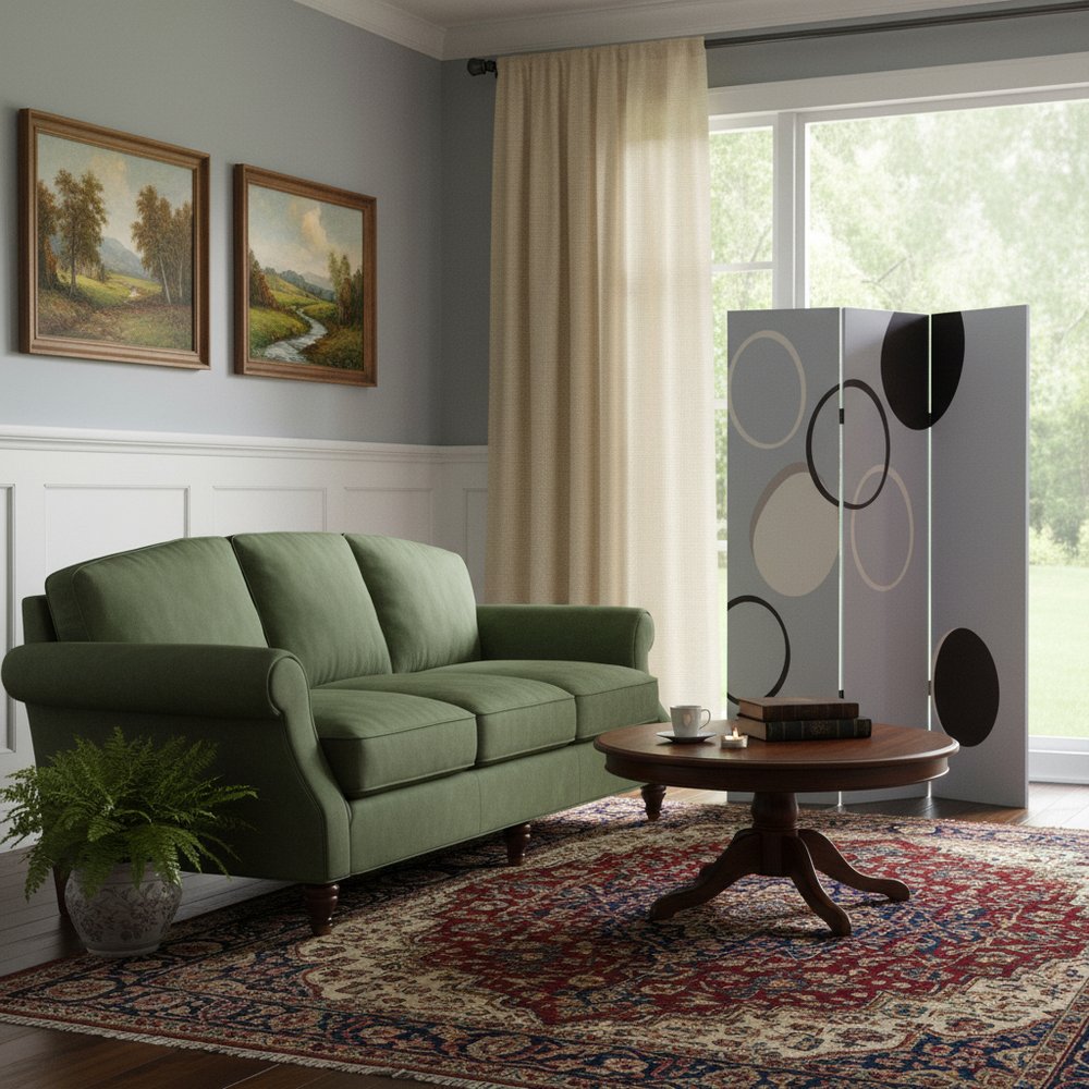 72" Black And White Canvas Folding Three Panel Screen Room Divider